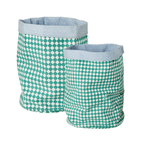 Green Check Fabric Storage Bags By Rice DK